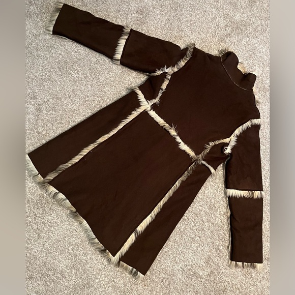 Vintage TRUE GRIT faux suede Elephant fur long coat 70’s boho penny lane style - Picture 5 of 15